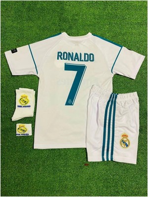 2017/18 Beyaz Ş-Ligi Ronaldo Reaal.madridd.  Çocuk  Alt-Üst Takım T-Shrt +Şort+Çorap+Bileklik