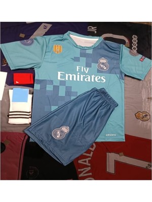 Sidas Real Madrid Ronaldo Turkuaz 2018  Alt-Üst Takım T-Shrt +Şort+Çorap+Bileklik