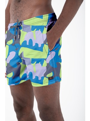 Miami Beach Karışık Desenli Renkli Erkek Standart Boy Mayo Deniz ve Havuz Şortu