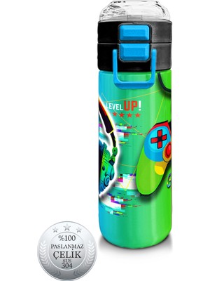 Coral High Kids Kulaklık Game Desenli Pipetli ve Direkt Içim Çelik Termos 500 ml 31841