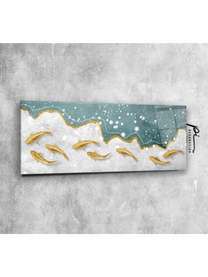 Marsilyan Gold Balıklar Panoramik Cam Tablo