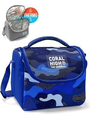 Coral High Kids Lacivert Saks Kamuflaj Desenli Thermo Beslenme Çantası 5 Litre Polyester Malzeme 22789