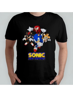 Pixxa Sonic The Hedgehog Kirpi Unisex %100 Pamuklu Bisiklet Yaka T-Shirt Model 3