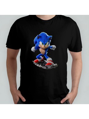 Pixxa Sonic The Hedgehog Kirpi Unisex %100 Pamuklu Bisiklet Yaka T-Shirt Model 4