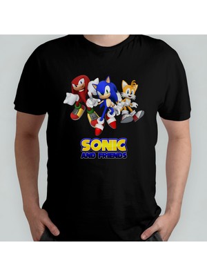 Pixxa Sonic The Hedgehog Kirpi Unisex %100 Pamuklu Bisiklet Yaka T-Shirt Model 2