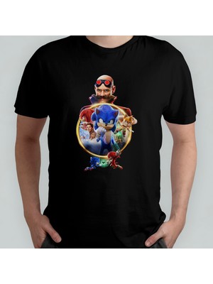 Pixxa Sonic The Hedgehog Kirpi Unisex %100 Pamuklu Bisiklet Yaka T-Shirt Model 1