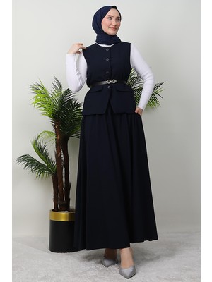 Giza Store Yelekli Etekli Takım Lacivert