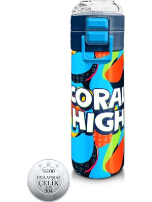 Coral High Kids Grafiti Desenli Pipetli ve Direkt Içim Çelik Termos 500 ml 31993