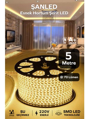 Şanled Hortum Esnek Şerit LED  Gün Işığı + 220V FIŞ/1,2,3,4,5,10,15,20,25,50,100 Metre