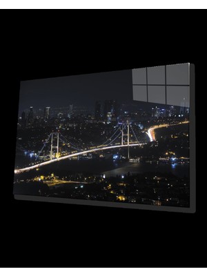 Marsilyan- Istanbul Gece Boğaz Köprüsü Manzarası Cam Tablo