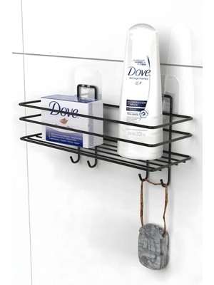 Siyah Güçlü Yapışkanlı Kancalı Banyo ve Mutfak Rafı Düzenleyici