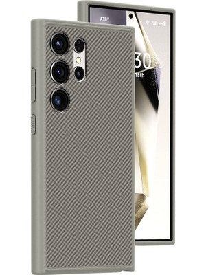 ZORE Galaxy S24 Ultra Kılıf Magsafe Şarj Özellikli Karbon Fiber Görünümlü Zore T-Karbon Kapak-Titanyum-Gr