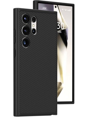 ZORE Galaxy S24 Ultra Kılıf Magsafe Şarj Özellikli Karbon Fiber Görünümlü Zore T-Karbon KAPAK-SIYAH-86804