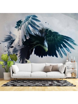 Kara Kartal Çizim Temalı Duvar Kağıdı