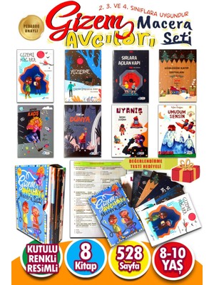 Pedagog Tavsiyeli Gizem Avcıları Macera Seti - 2. 3. 4. Sınıflara Uygun  8 Adet 64 Sayfalı Renkli ve Resimli  Hikaye Kitabı - Kutu Içerisinde Değerlendirme Testi hediyelidir