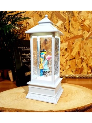 Sokak Lambası Romantik Aşıklar Işıklı Kule Kar Küresi