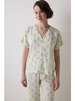 Penti Bloom Chally Gömlek Pantolon Açık Yeşil Pijama Takımı