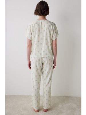 Penti Bloom Chally Gömlek Pantolon Açık Yeşil Pijama Takımı