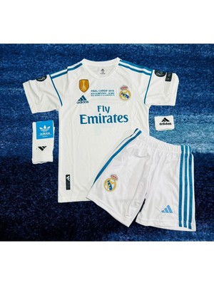 2017/18 Beyaz Ş-Ligi Ronaldo Reaal.madridd.  Çocuk  Alt-Üst Takım T-Shrt +Şort+Çorap+Bileklik