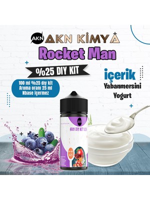 Akn Kimya One Hit Wonder Rocket Man Yoğun Dıy Kit Yabanmersini Yogurt Gıda Aroması %25 Oranda Aroma İçerir (Hazır Değildir )