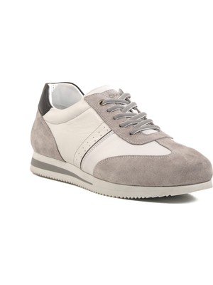 Ayakmod Gri-Beyaz Hakiki Deri Erkek Günlük Ayakkabı