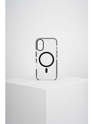Watch of Royal Onyx Iphone 16 Siyah Kılıf Magsafe Özellikli Şeffaf Sert Pc Embos Kılıf+Kamera Koruyucu