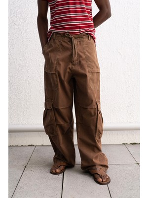 Giesto Soluk Efektli Kargo Kahverengi Pantolon