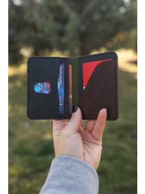 El Yapımı Hakiki Deri Kartlık - Minimalist ve Şık Tasarım, Kompakt Boyut
