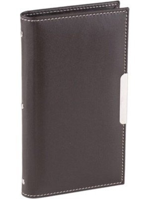 2K Kartvizit Albümü 3 Sıralı 144 Kartlık Business Card Album Vegan 12X21 cm. Kahverengi