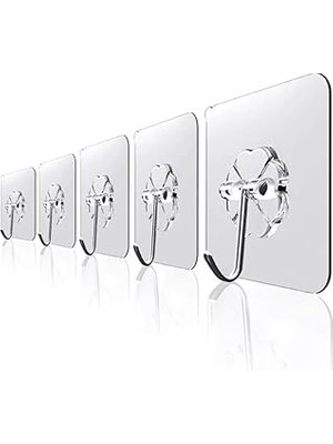 Sogex Şeffaf Askı Süper Güçlü Yapışkanlı Suya Dayanıklı Şeffaf Askı 5li Set Yeniden Kullanılabilir