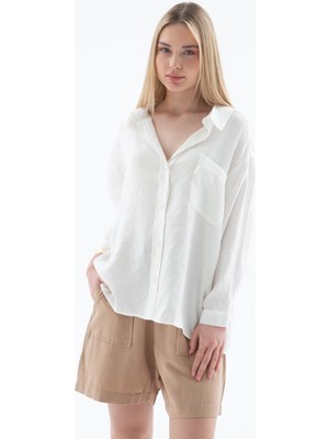 Oversize Gömlek Ekru