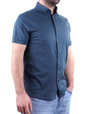 Twister Jeans Twister 1853 Petrol Kısa Kol Günlük Pamuklu Erkek Gömlek