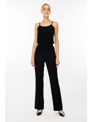 Moda Ilgi Kadın Boru Paça Klasik Takım Pantolon T04527 Siyah