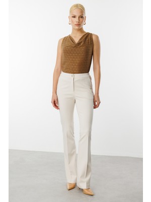 Ekol Kadın Beli Lastikli Bol Paça Pantolon 2074 Taş