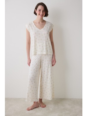 Penti Bloom Printed Ekru Pantolon