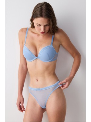 Wow Push Up Mesh Açık Mavi Sütyen