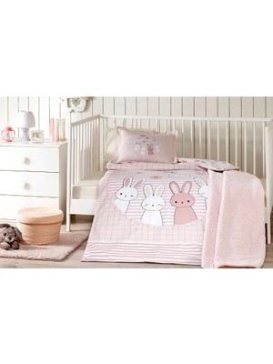 Özdilek Hello Rabbit Pembe Battaniyeli Bebek Nevresim Takımı