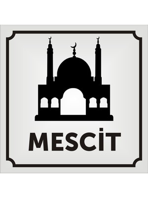 Yüksel 34 Mescit Yazılı Parlak Aliminyum Levha 10X10 cm
