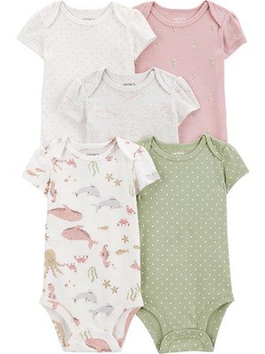 Carter's Layette Kız Bebek Kısa Kollu Body 5'li Paket