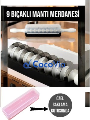 9 Bıçaklı Merdane Mantı Kesme Aparatı - Pratik Hamur Şekillendirici - Özel Kutusunda Mantımatik