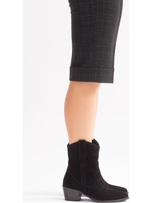 Nemesis Shoes Kadın Western Bot Siyah Süet