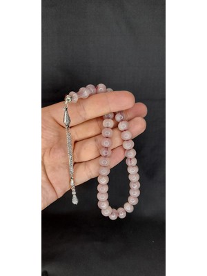 Anemore Collection Sevgiliye Özel Hediye Çubuk Kehribar Tesbih Küre Kesim Beyaz Hamur H-1323.