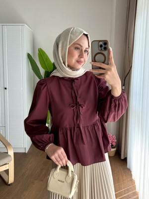 Kadın Balon Kol Etek Üstü Gömlek M1111