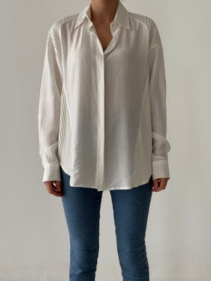 Oversize Salaş Kadın Premium Beyaz Pamuklu Basic Gömlek