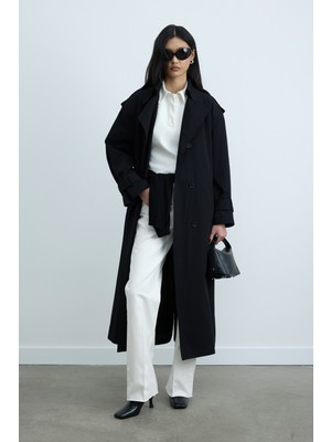 Siyah Rowan Trençkot