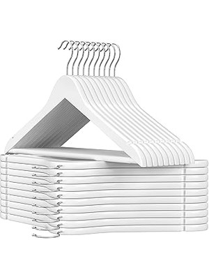 Songmics Ahşap Elbise Askısı, 20'li Set, Masif Ahşap Askılar, Omuz Bölgesinde Çentikler, Kaymaz Pan