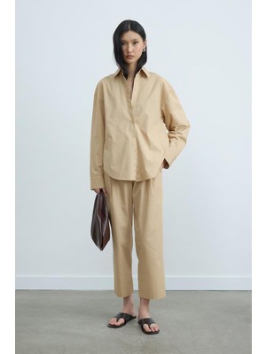 Suud Collection Camel Paper Poplin Pantolon