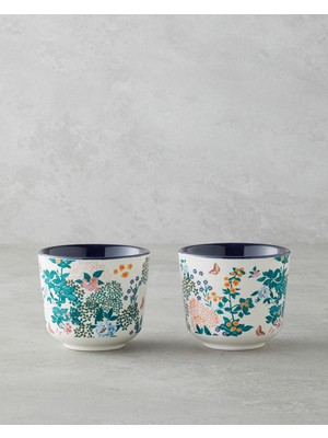 English Home Artistic Flower Seramik 2'li Bardak 270 ml Lacivert