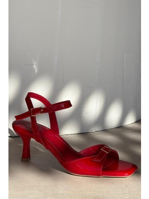 Blush Kırmızı Hakiki Deri Topuklu Ayakkabı
