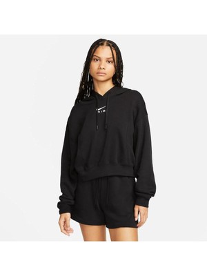 Nike Kadın Siyah Sportswear Air Oversized Mod Crop Fleece Hoodie XL Beden ile Modern Stil